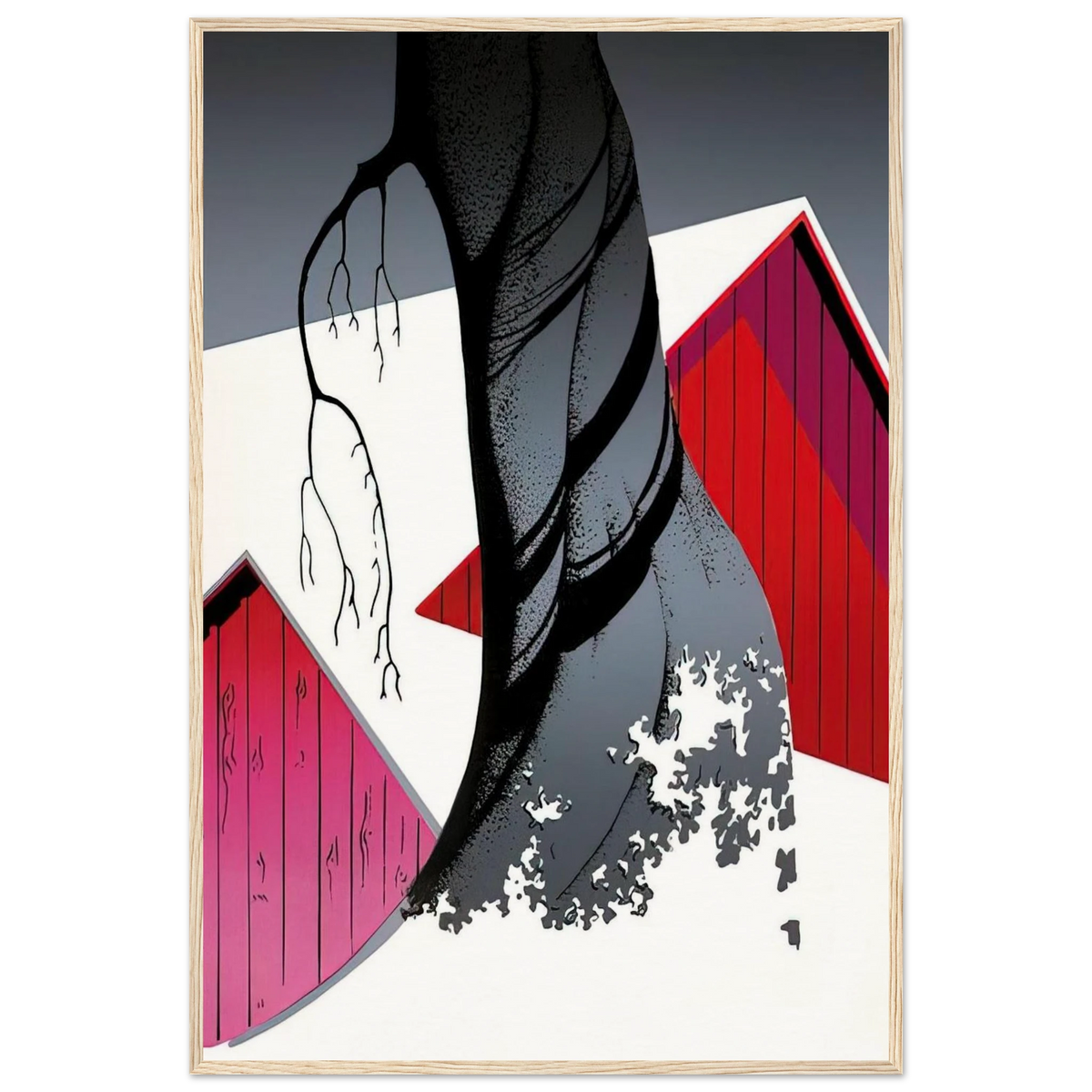 Red Barn and Grey Sky Framed Poster | Eyvind Earle Framed Prints Wall Art | Eyvind Earle Prints