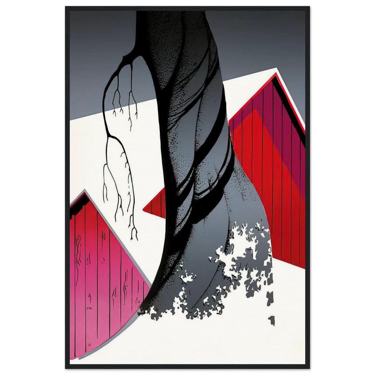 Red Barn and Grey Sky Framed Poster | Eyvind Earle Framed Prints Wall Art | Eyvind Earle Prints