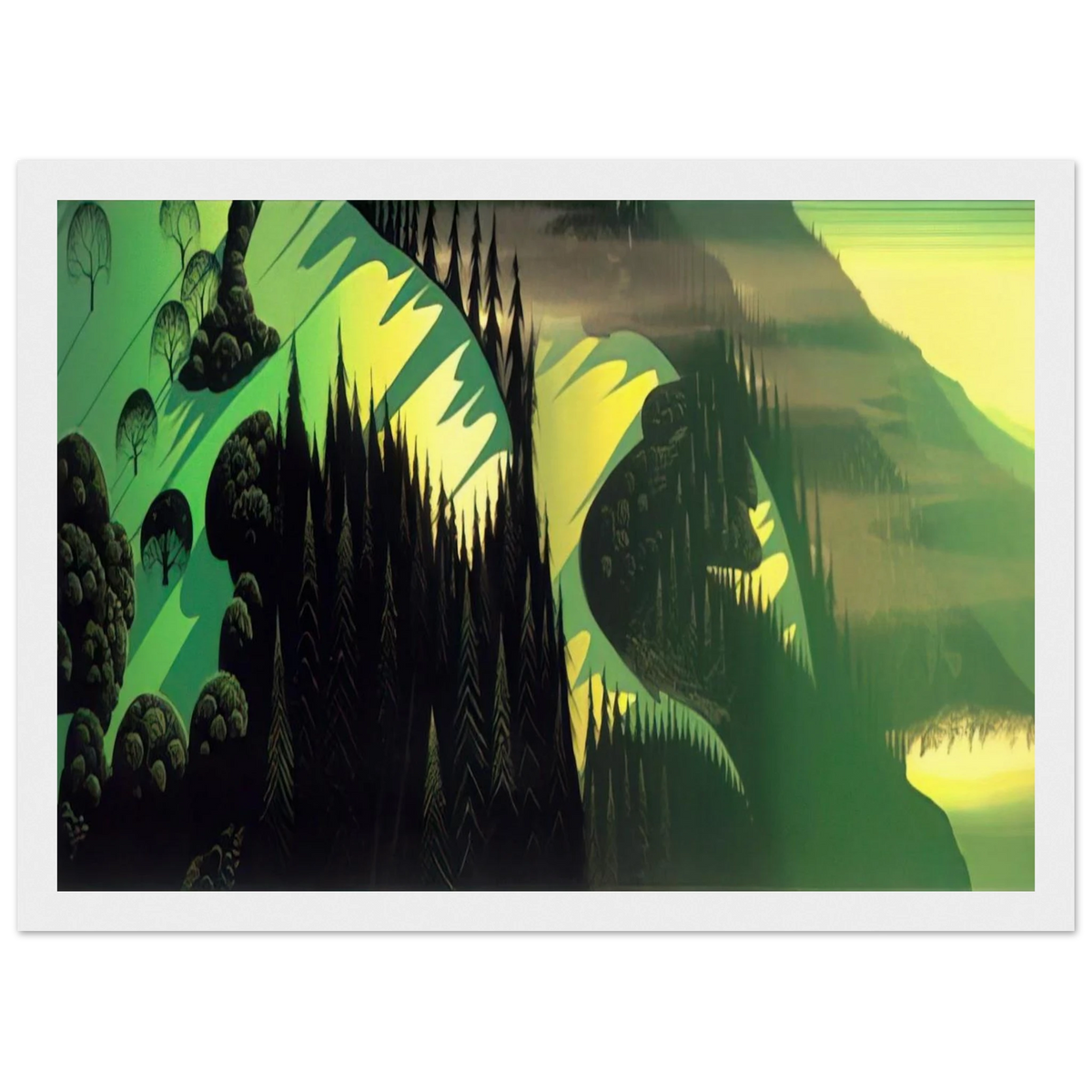 Three Pastures by the Sea Framed Poster | Eyvind Earle Framed Prints Wall Art | Eyvind Earle Prints
