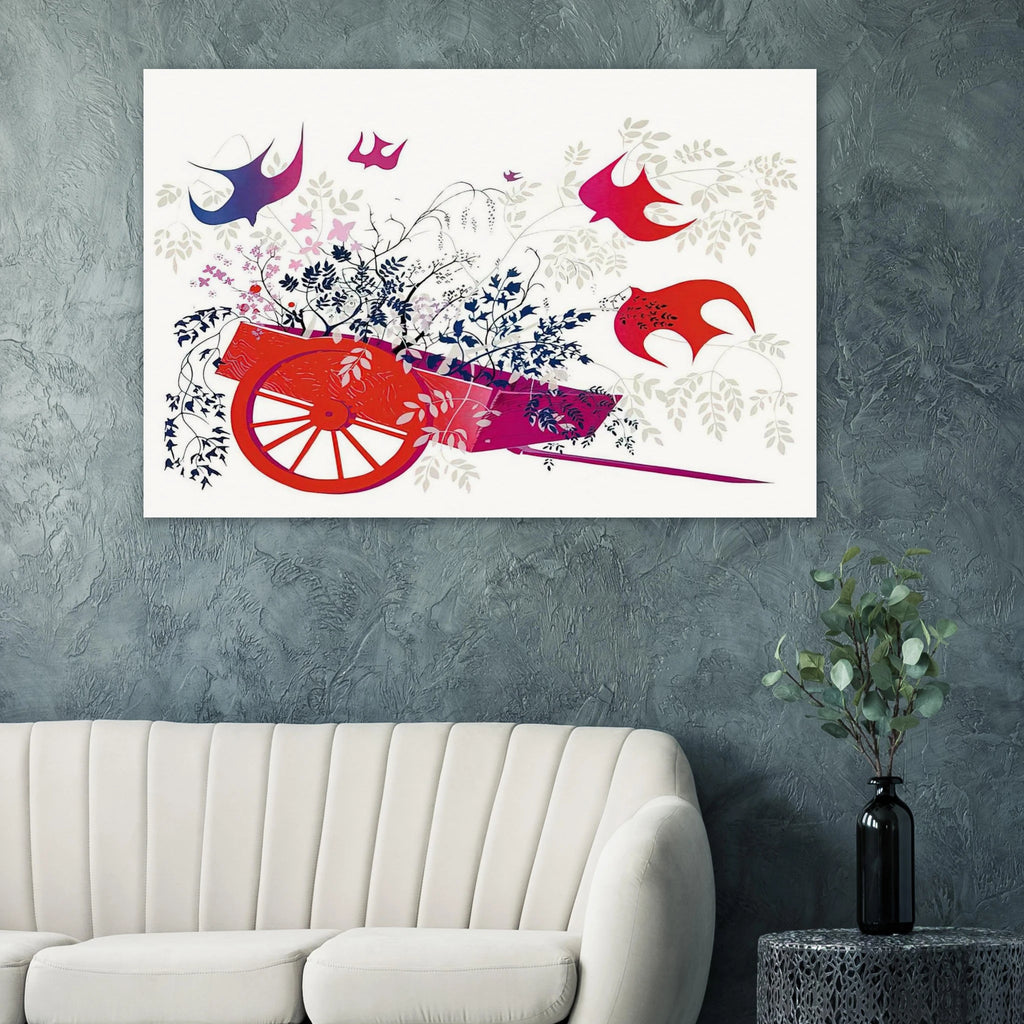 Red Wagon & Foliage Poster | Eyvind Earle Poster | Eyvind Earle Prints