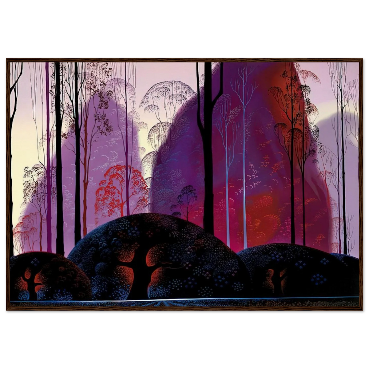 Mauve, Red and Purple Framed Poster | Eyvind Earle Framed Prints Wall Art | Eyvind Earle Prints