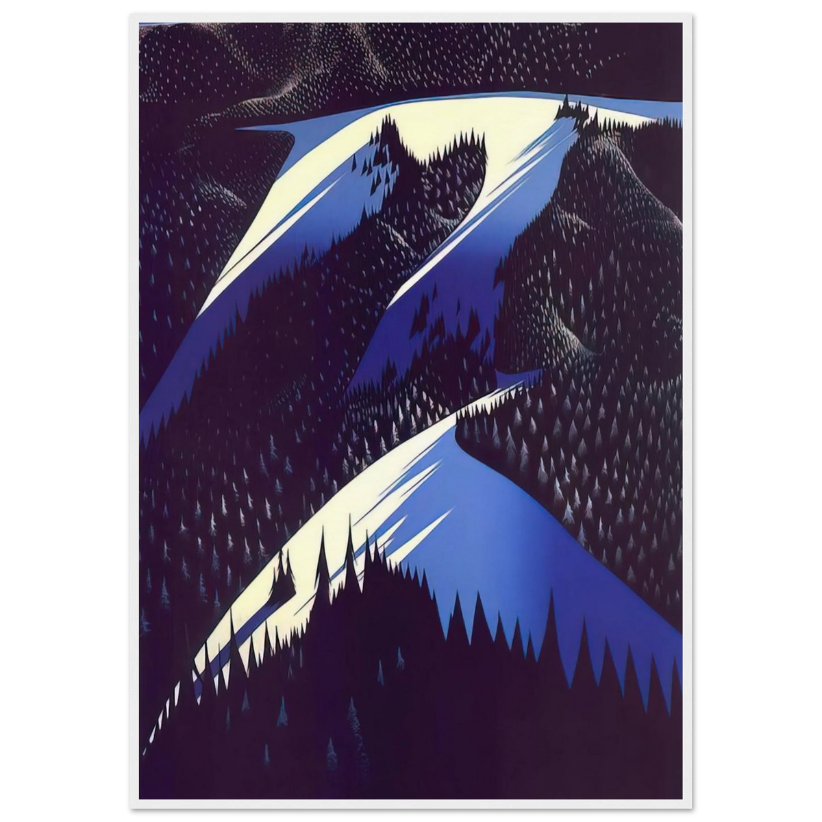Black Evergreen Forest Framed Poster | Eyvind Earle Framed Prints Wall Art | Eyvind Earle Prints
