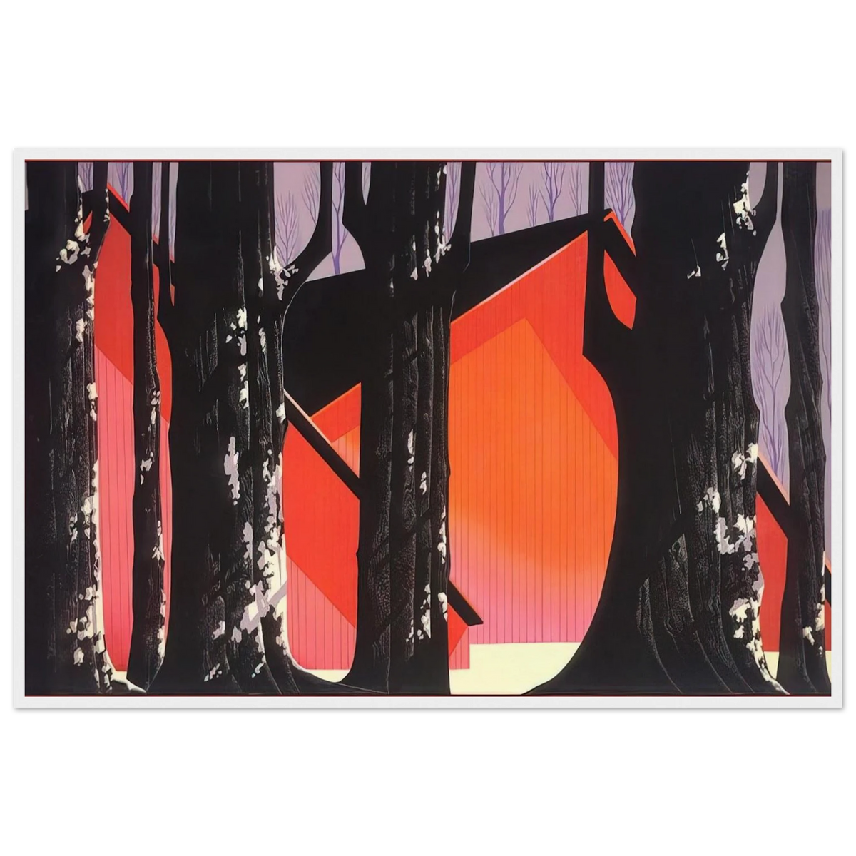Winter Barnyard Framed Poster | Eyvind Earle Framed Prints Wall Art | Eyvind Earle Prints