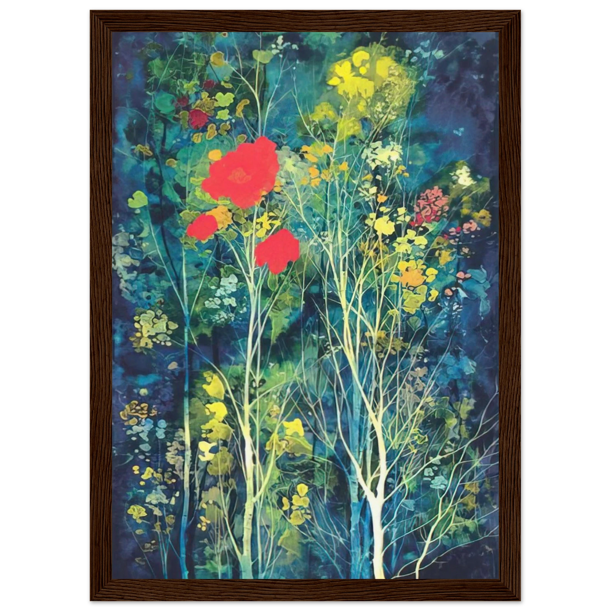 Poppies and Flowers Framed Poster | Eyvind Earle Framed Prints Wall Art | Eyvind Earle Prints