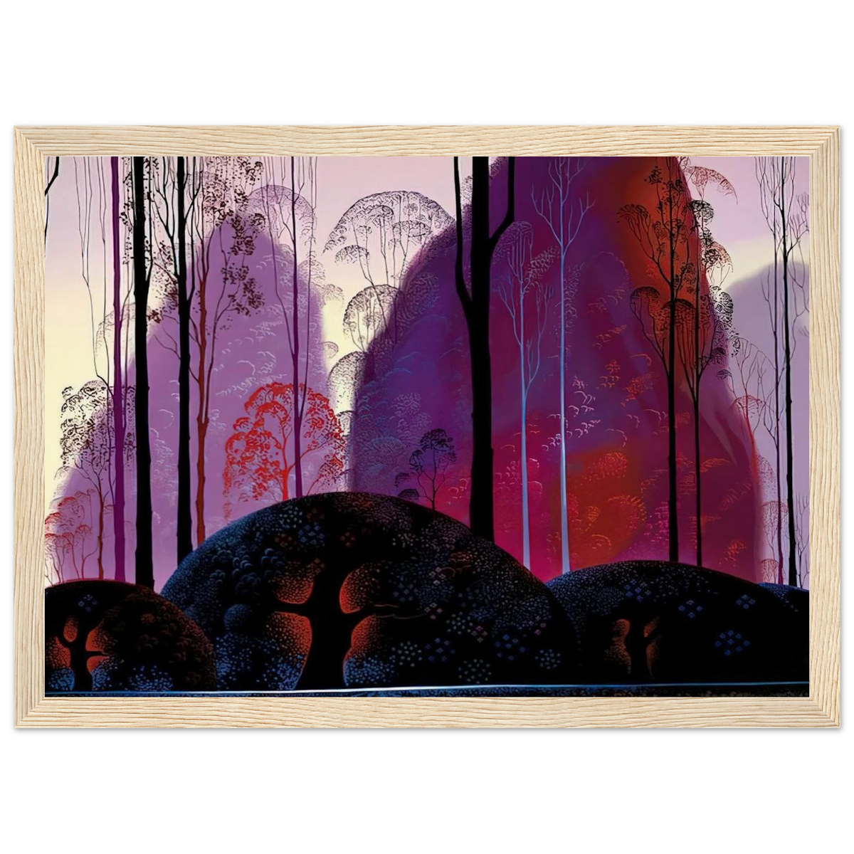 Mauve, Red and Purple Framed Poster | Eyvind Earle Framed Prints Wall Art | Eyvind Earle Prints