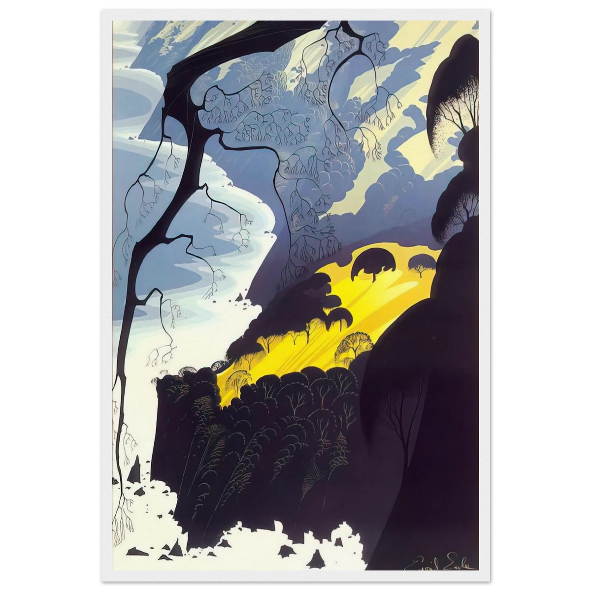 Carmel Highlands Framed Poster | Eyvind Earle Framed Prints Wall Art | Eyvind Earle Prints