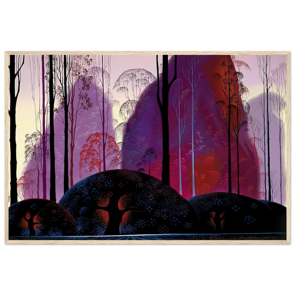 Mauve, Red and Purple Framed Poster | Eyvind Earle Framed Prints Wall Art | Eyvind Earle Prints