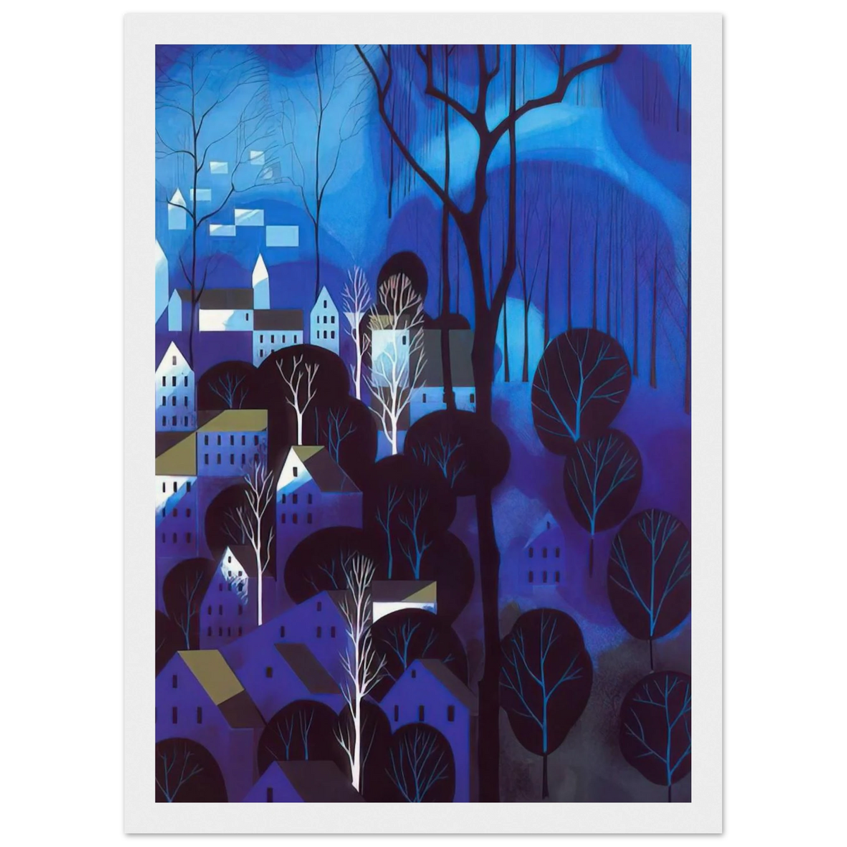 Midnight Blue Framed Poster | Eyvind Earle Framed Prints Wall Art | Eyvind Earle Prints