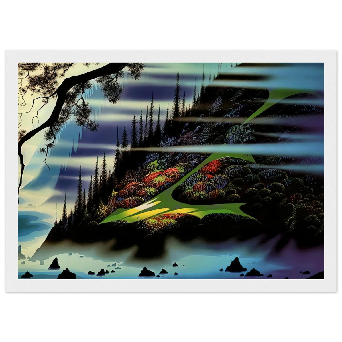 Pasture Through the Fog Framed Poster | Eyvind Earle Framed Prints Wall Art | Eyvind Earle Prints