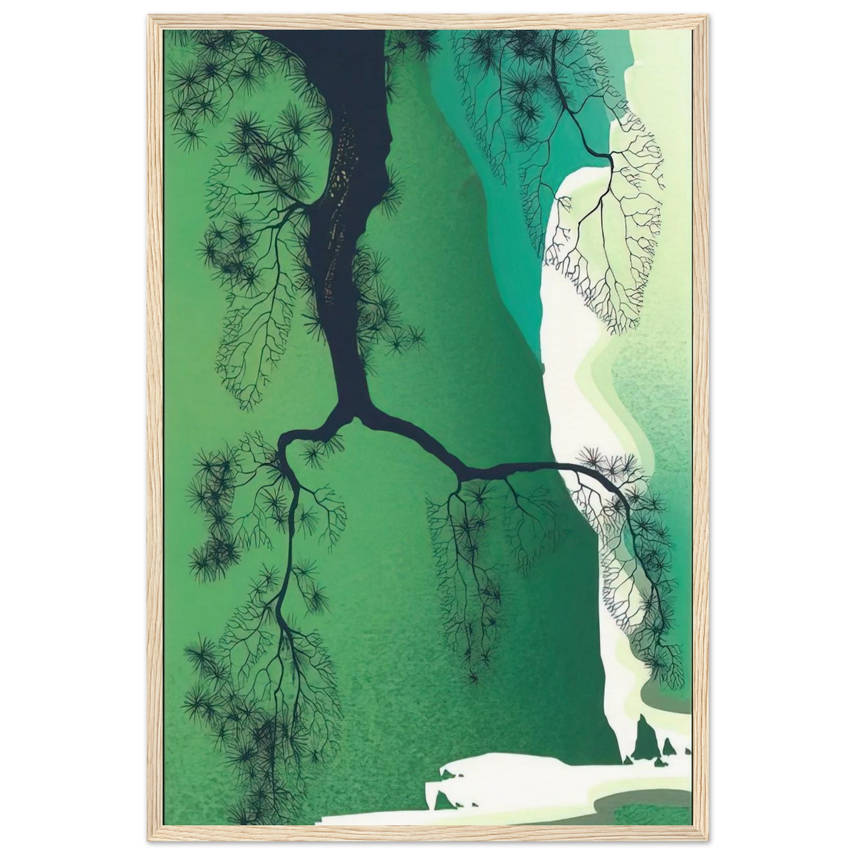 Sea Cliffs and Pine Branch Framed Poster | Eyvind Earle Framed Prints Wall Art | Eyvind Earle Prints
