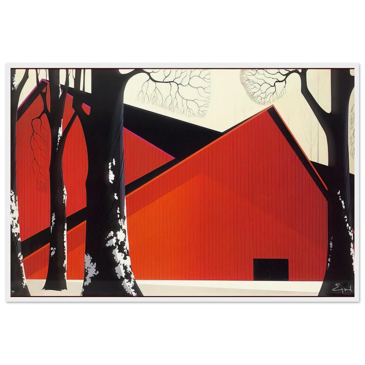 The Great Red Barn Framed Poster | Eyvind Earle Framed Prints Wall Art | Eyvind Earle Prints