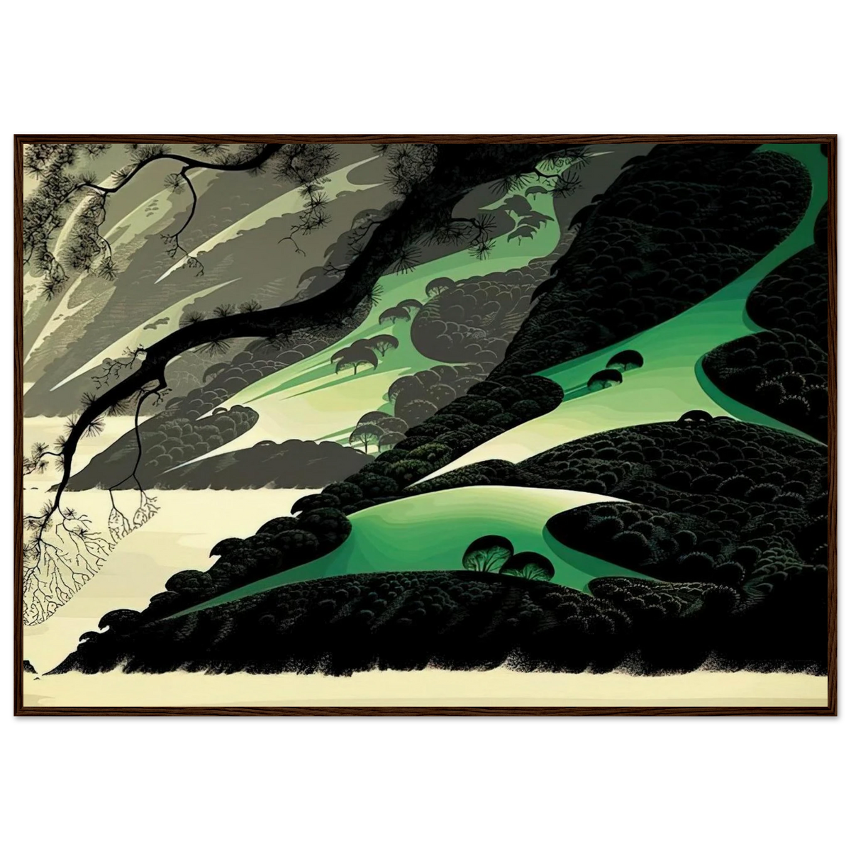 Green Big Sur Framed Poster | Eyvind Earle Framed Prints Wall Art | Eyvind Earle Prints