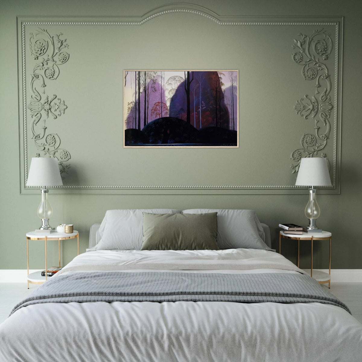 Mauve Redand Purple Framed Poster | Eyvind Earle Framed Prints Wall Art | Eyvind Earle Prints