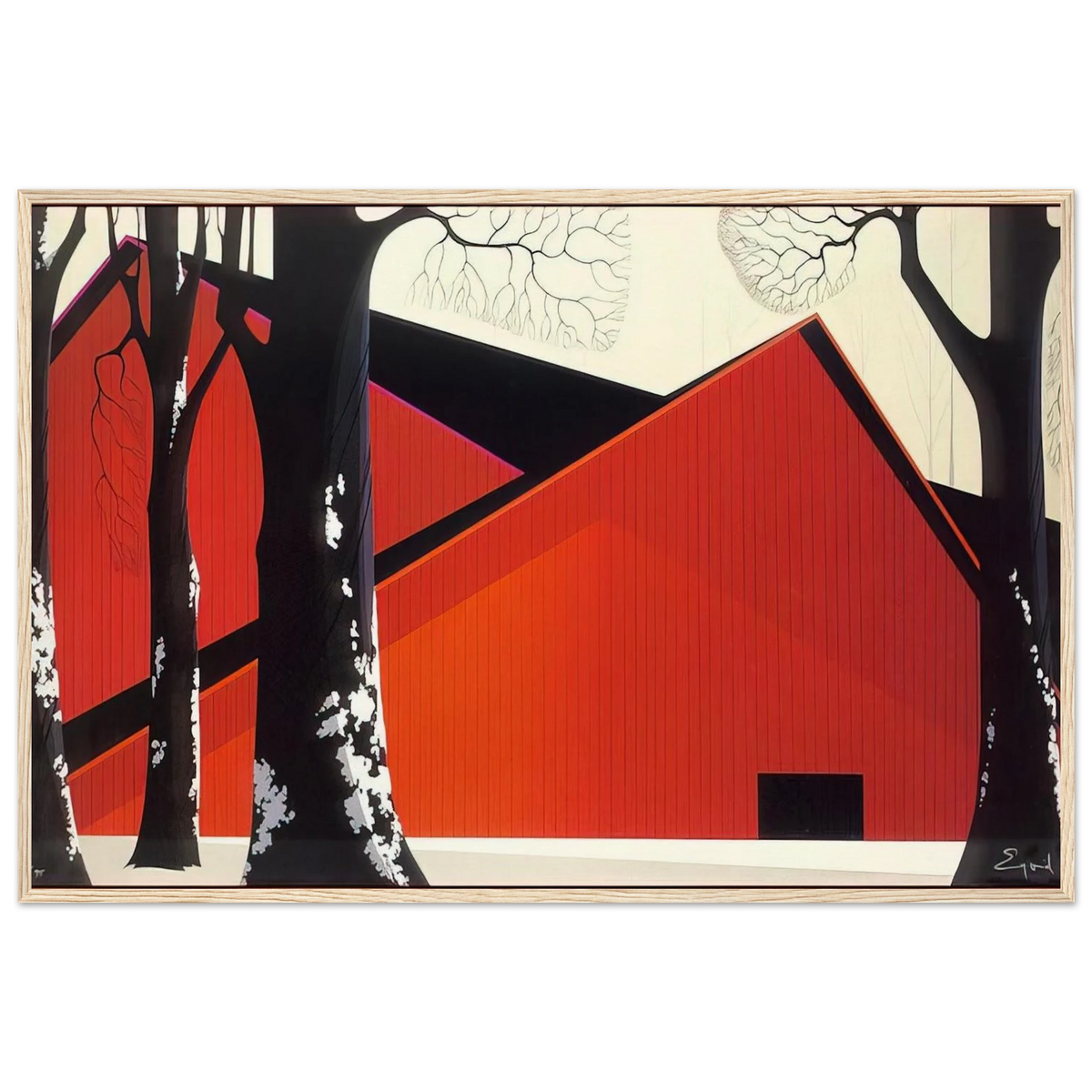 The Great Red Barn Framed Poster | Eyvind Earle Framed Prints Wall Art | Eyvind Earle Prints