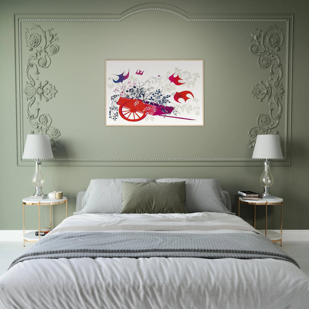 Red Wagon & Foliage Framed Poster | Eyvind Earle Framed Prints Wall Art | Eyvind Earle Prints