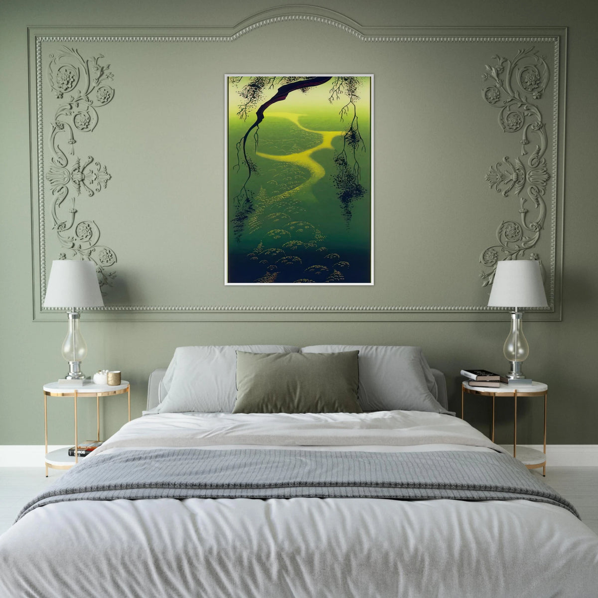 Green Mist Framed Poster | Eyvind Earle Framed Prints Wall Art | Eyvind Earle Prints