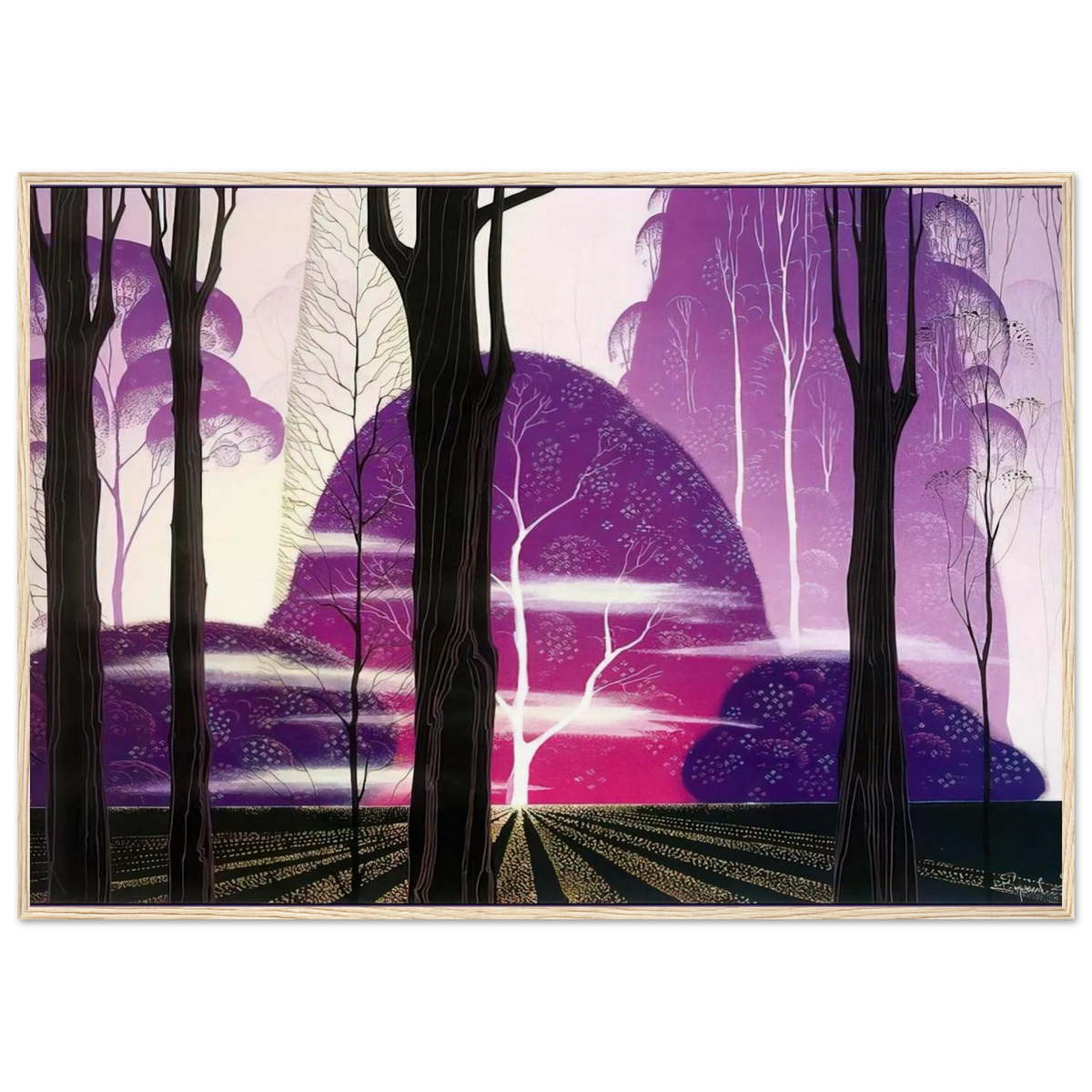 Purple Dawn Framed Poster | Eyvind Earle Framed Prints Wall Art | Eyvind Earle Prints