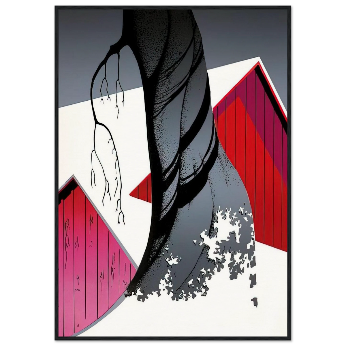 Red Barn and Grey Sky Framed Poster | Eyvind Earle Framed Prints Wall Art | Eyvind Earle Prints