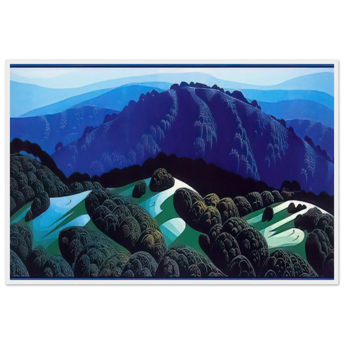 Three Fields and a Mountain Framed Poster | Eyvind Earle Framed Prints Wall Art | Eyvind Earle Prints