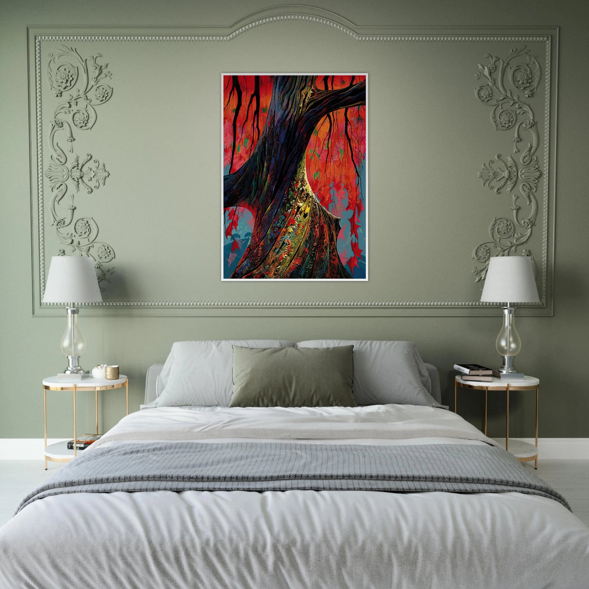 Fire red and gold Framed Poster | Eyvind Earle Framed Prints Wall Art | Eyvind Earle Prints