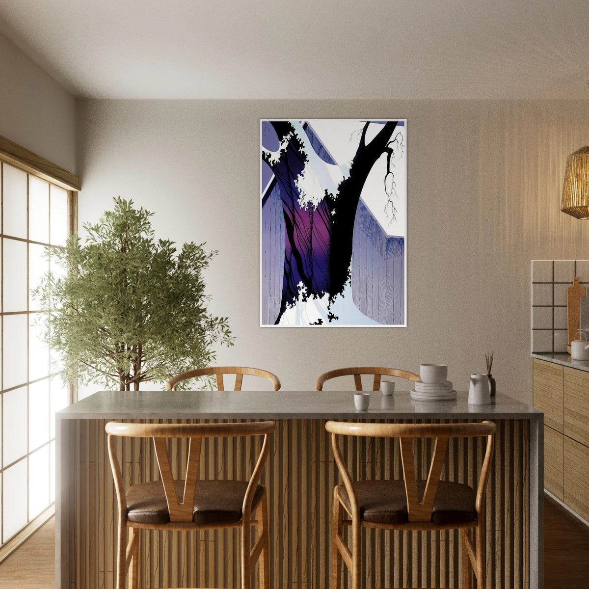 Violet Tree and Barn Framed Poster | Eyvind Earle Framed Prints Wall Art | Eyvind Earle Prints