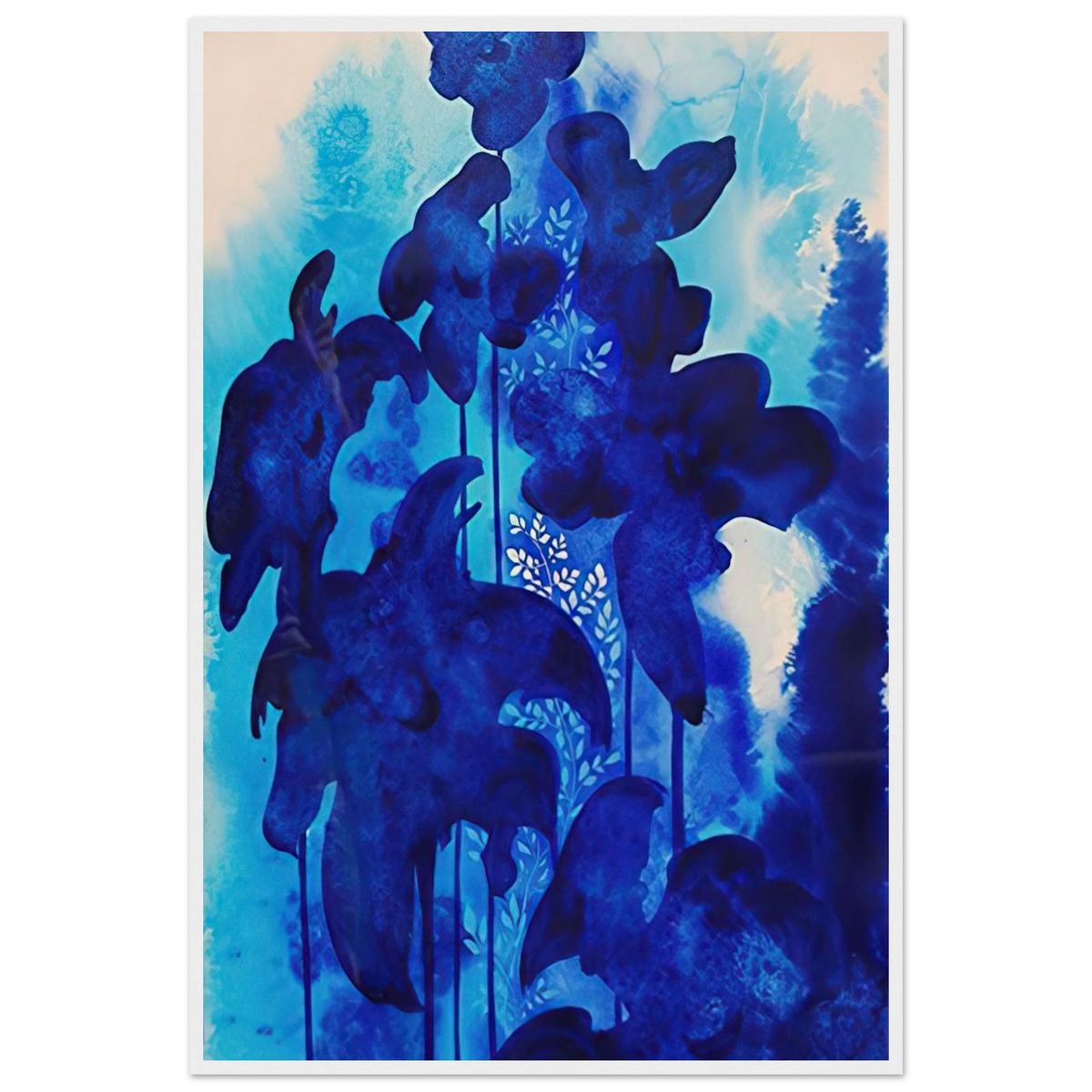 Blue Floral Framed Poster | Eyvind Earle Framed Prints Wall Art | Eyvind Earle Prints