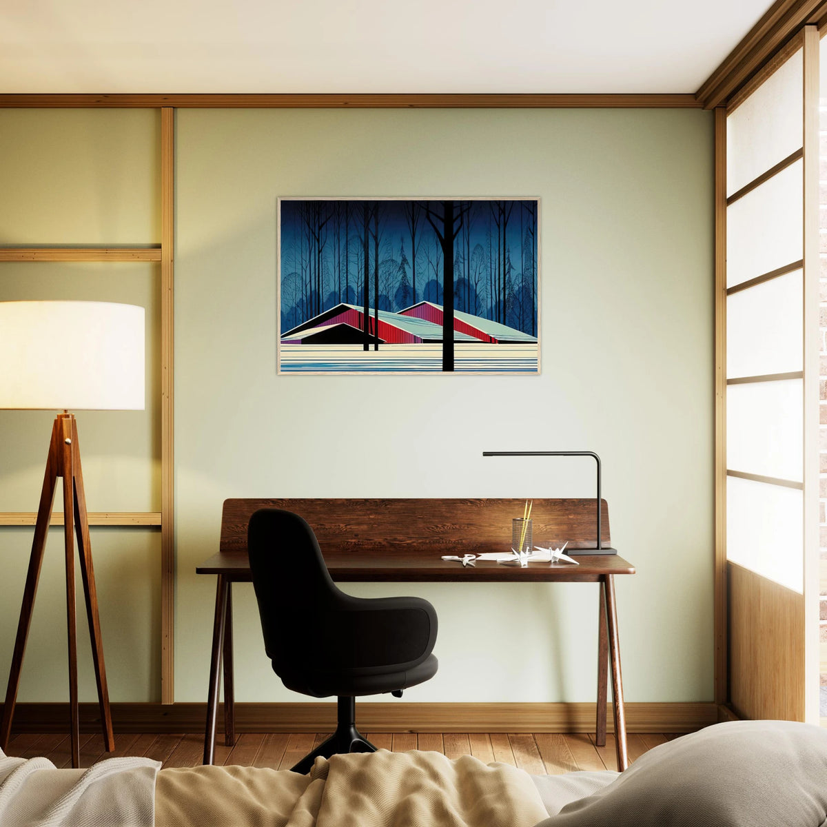 Winter Barns Framed Poster | Eyvind Earle Framed Prints Wall Art | Eyvind Earle Prints