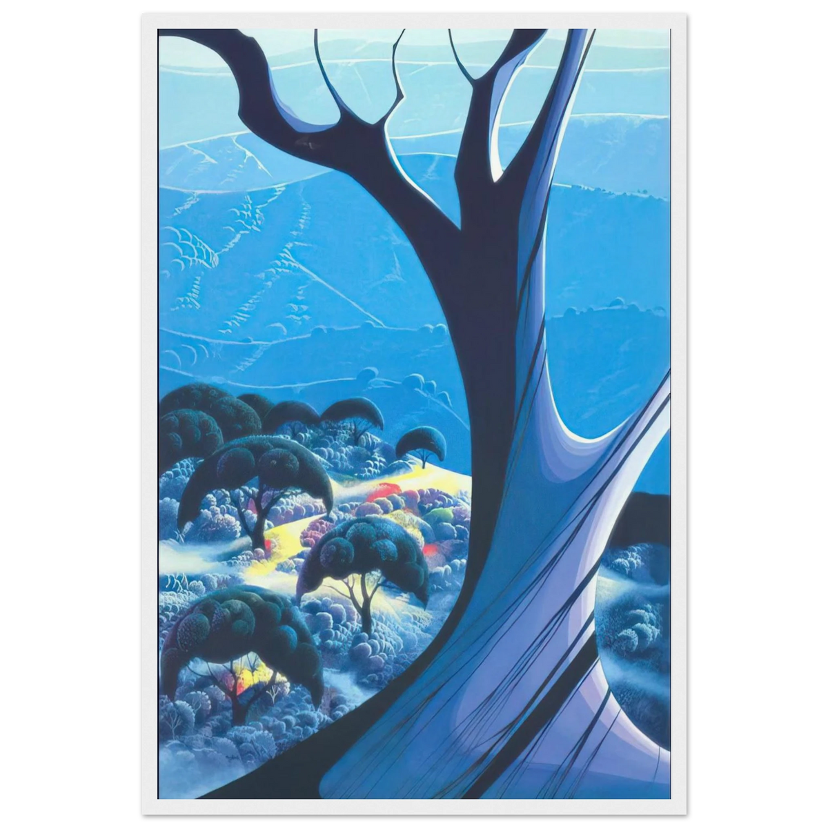 Purple Treeand Mountains Framed Poster | Eyvind Earle Framed Prints Wall Art | Eyvind Earle Prints