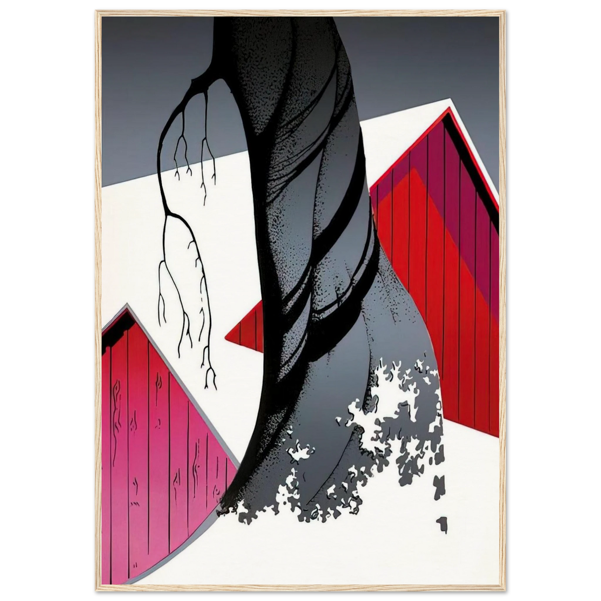 Red Barn and Grey Sky Framed Poster | Eyvind Earle Framed Prints Wall Art | Eyvind Earle Prints