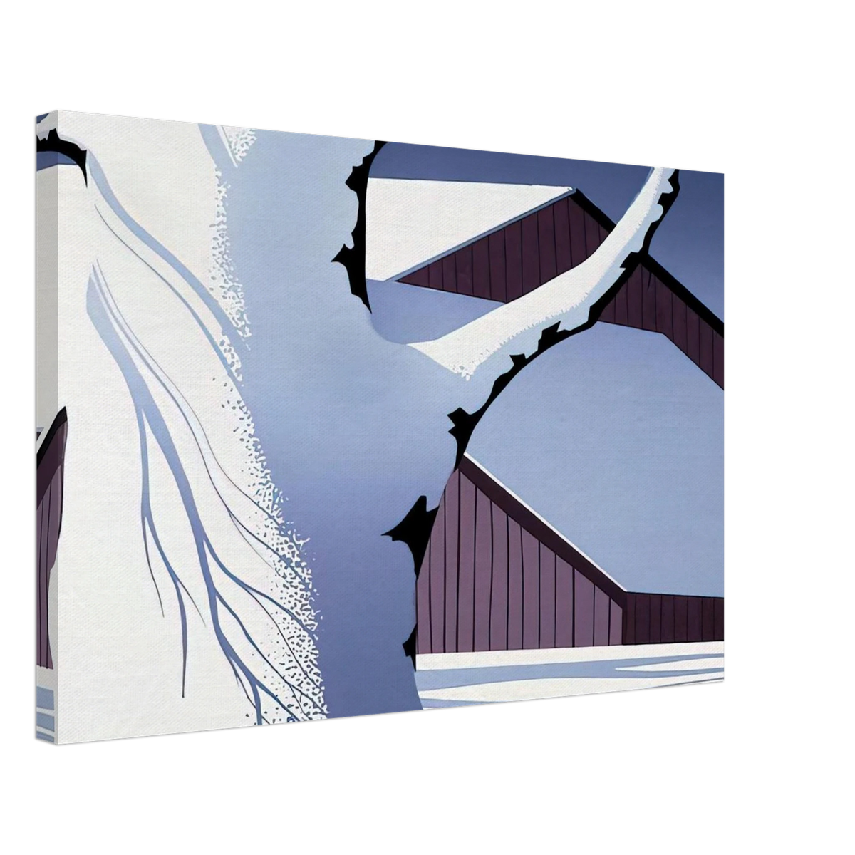 Red Barn and Tree Trunk Canvas | Eyvind Earle Canvas | Eyvind Earle Prints