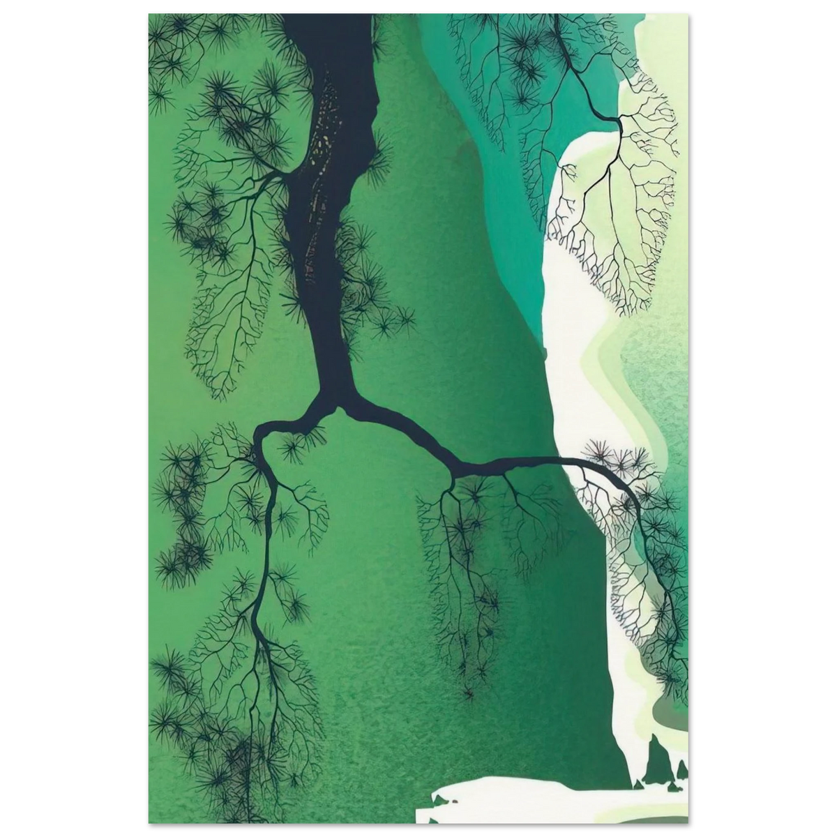 Sea Cliffs and Pine Branch Poster | Eyvind Earle Poster | Eyvind Earle Prints