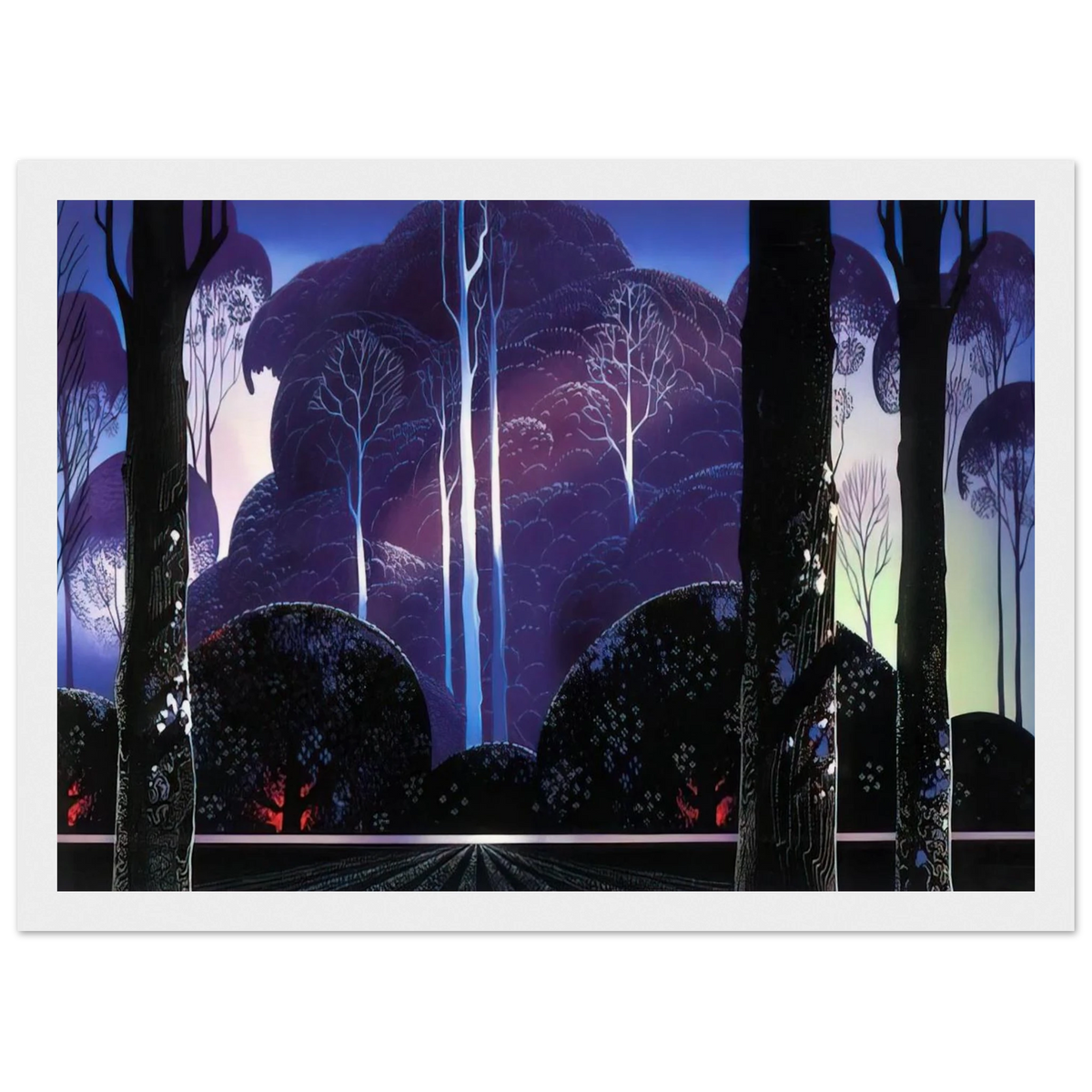Purple Sunrise Framed Poster | Eyvind Earle Framed Prints Wall Art | Eyvind Earle Prints