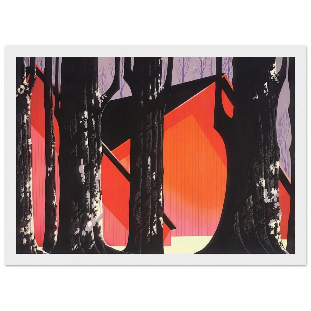Winter Barnyard Framed Poster | Eyvind Earle Framed Prints Wall Art | Eyvind Earle Prints