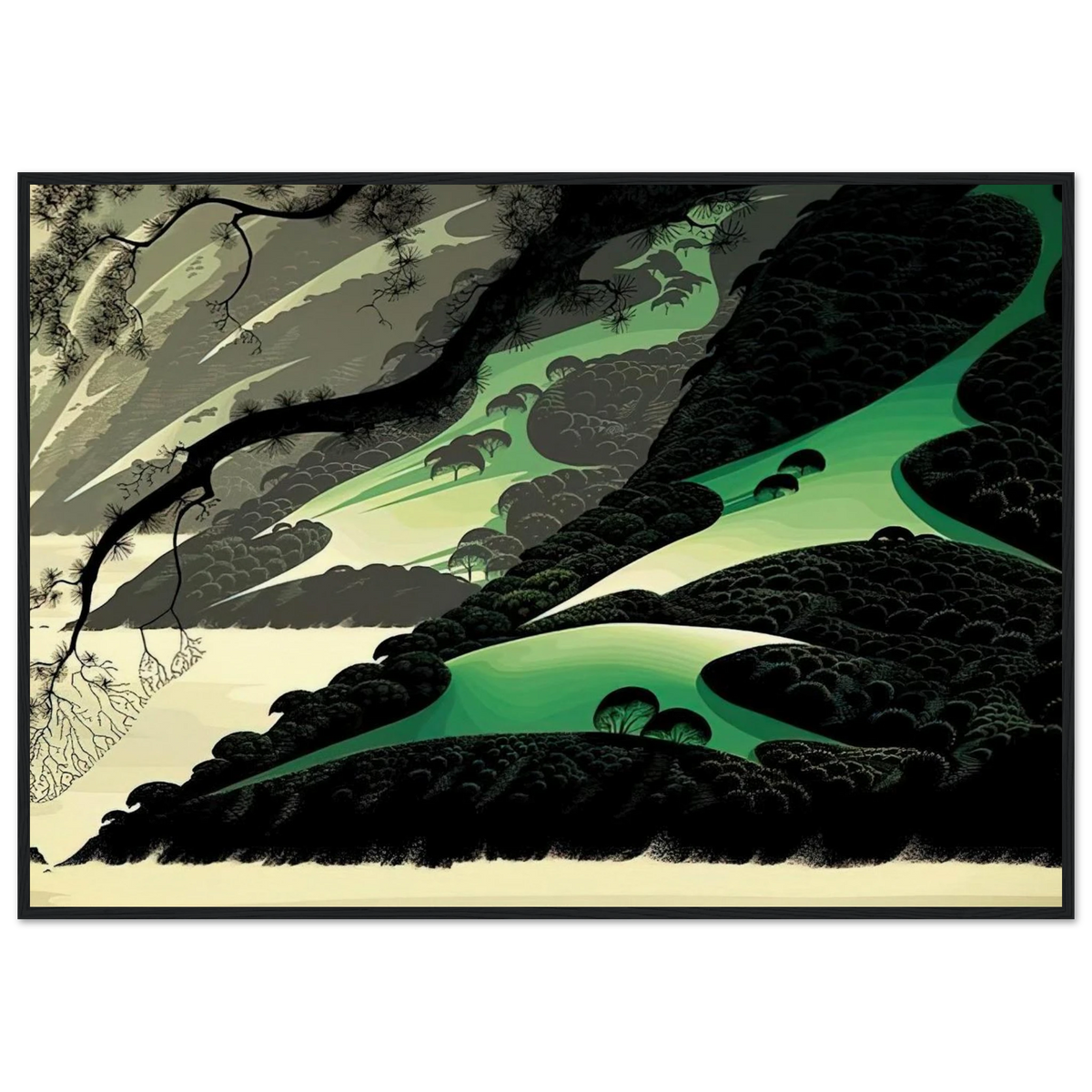 Green Big Sur Framed Poster | Eyvind Earle Framed Prints Wall Art | Eyvind Earle Prints