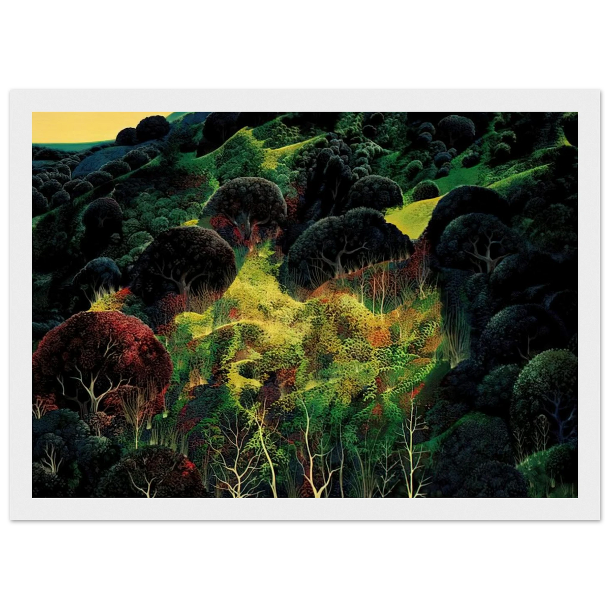 Autumn Fields Framed Poster | Eyvind Earle Framed Prints Wall Art | Eyvind Earle Prints
