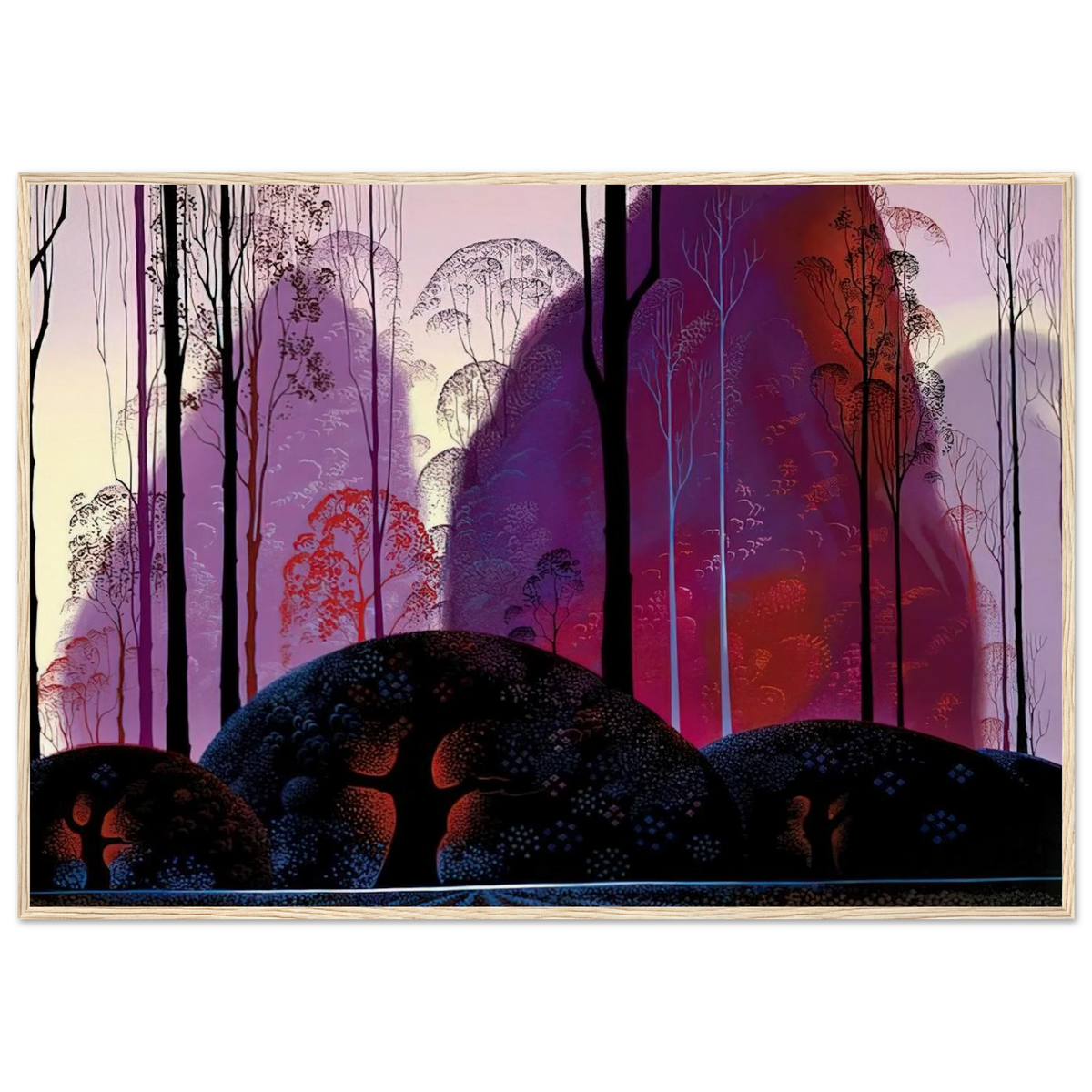 Mauve, Red and Purple Framed Poster | Eyvind Earle Framed Prints Wall Art | Eyvind Earle Prints