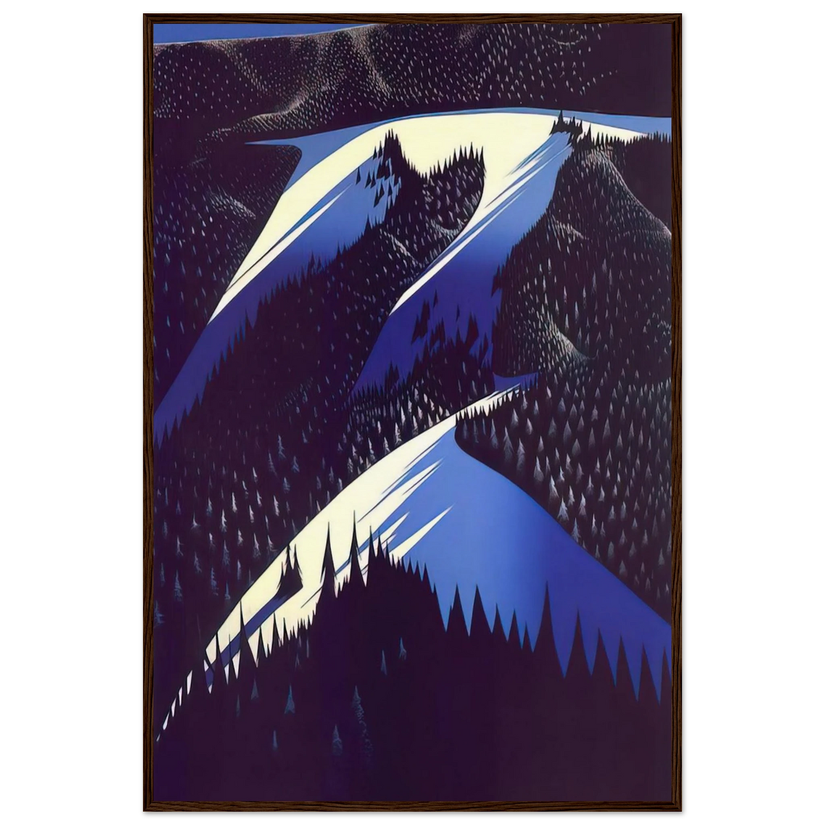 Black Evergreen Forest Framed Poster | Eyvind Earle Framed Prints Wall Art | Eyvind Earle Prints