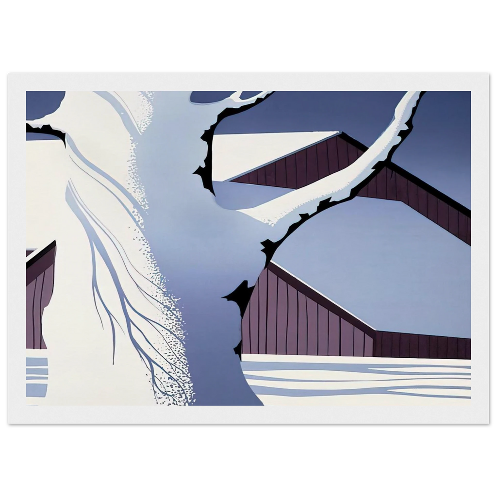 Red Barn and Tree Trunk Framed Poster | Eyvind Earle Framed Prints Wall Art | Eyvind Earle Prints