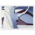 Red Barn and Tree Trunk Framed Poster | Eyvind Earle Framed Prints Wall Art | Eyvind Earle Prints