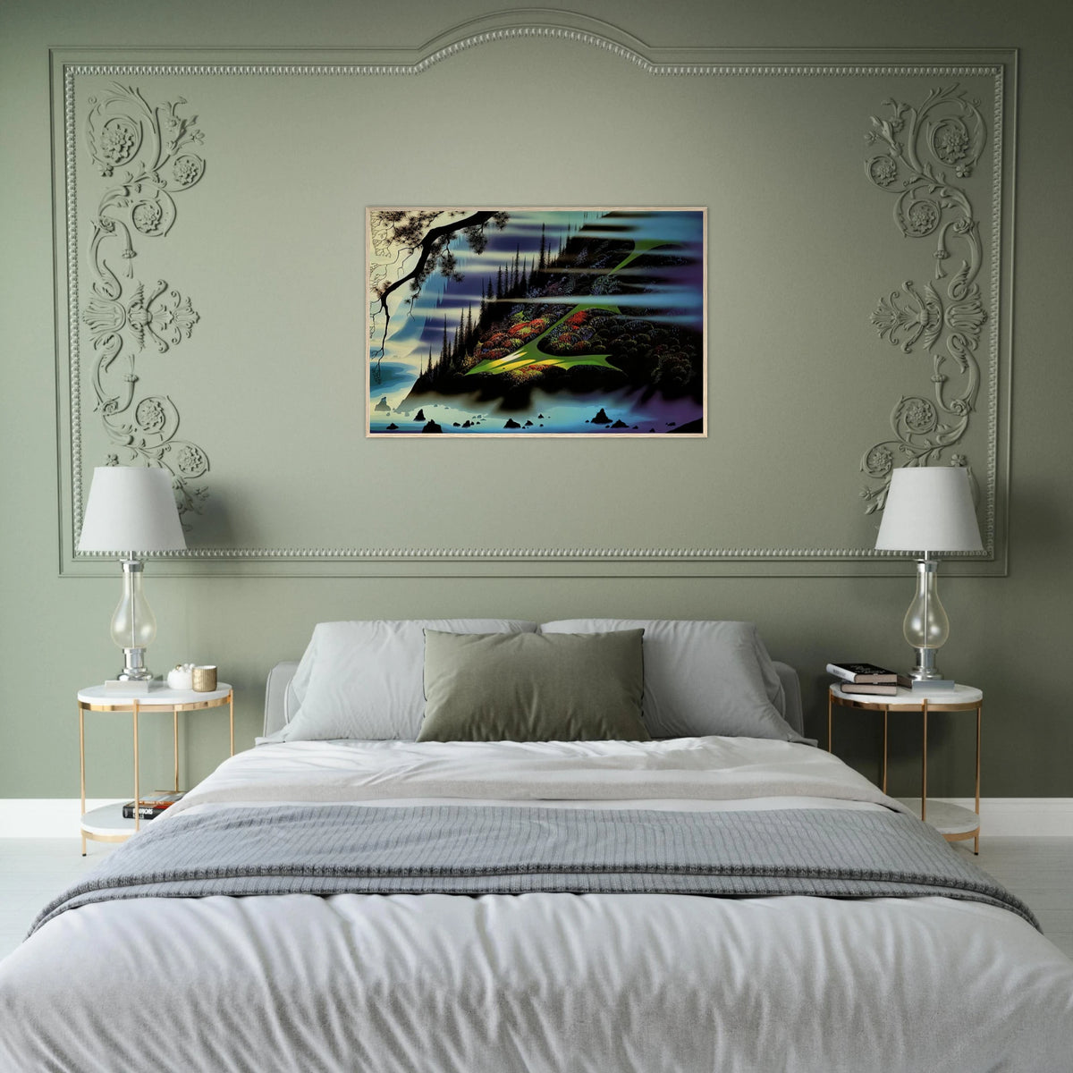 Pasture Through the Fog Framed Poster | Eyvind Earle Framed Prints Wall Art | Eyvind Earle Prints