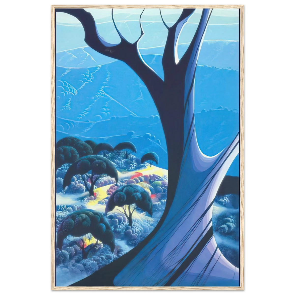 Purple Treeand Mountains Framed Poster | Eyvind Earle Framed Prints Wall Art | Eyvind Earle Prints
