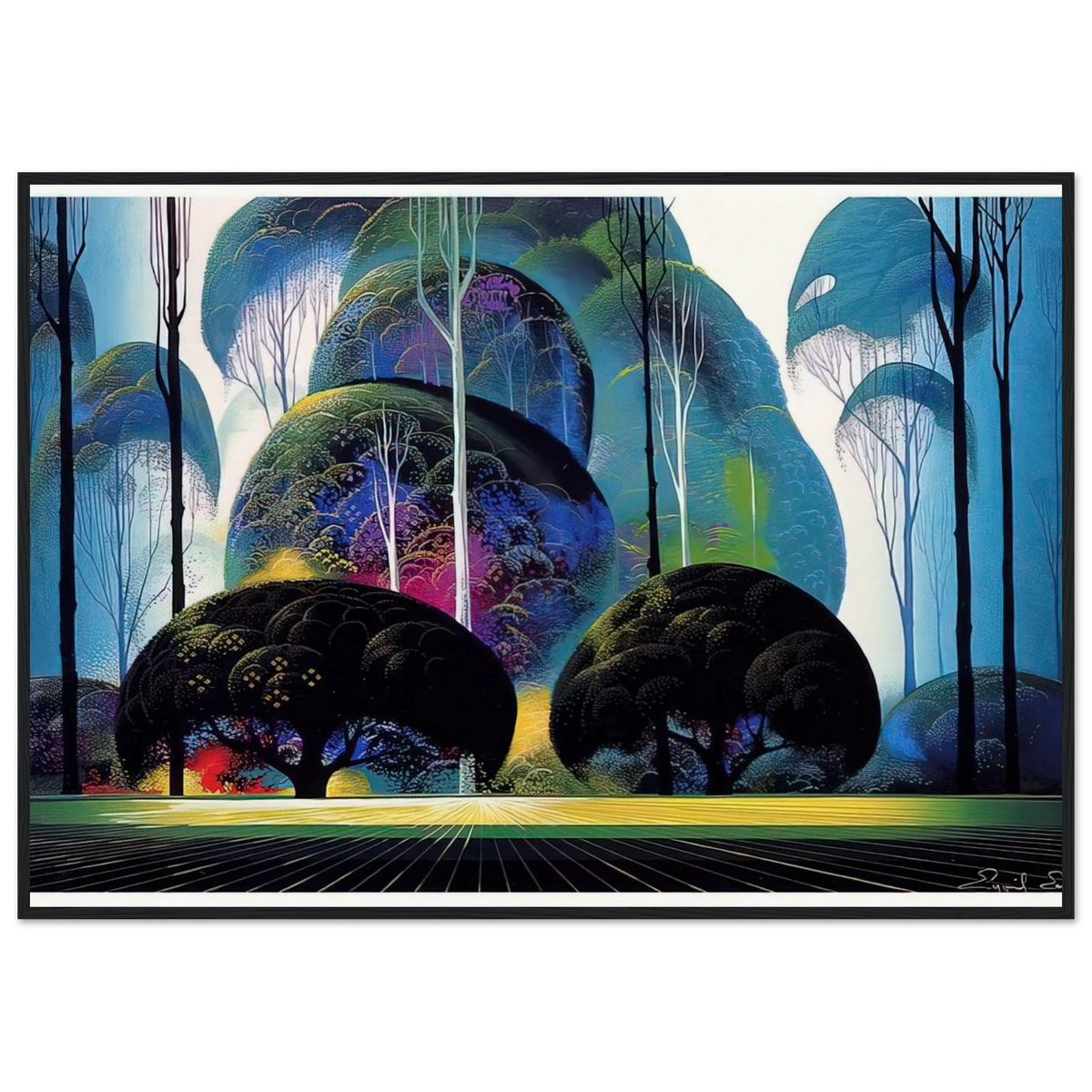 Green Forest Framed Poster | Eyvind Earle Framed Prints Wall Art | Eyvind Earle Prints