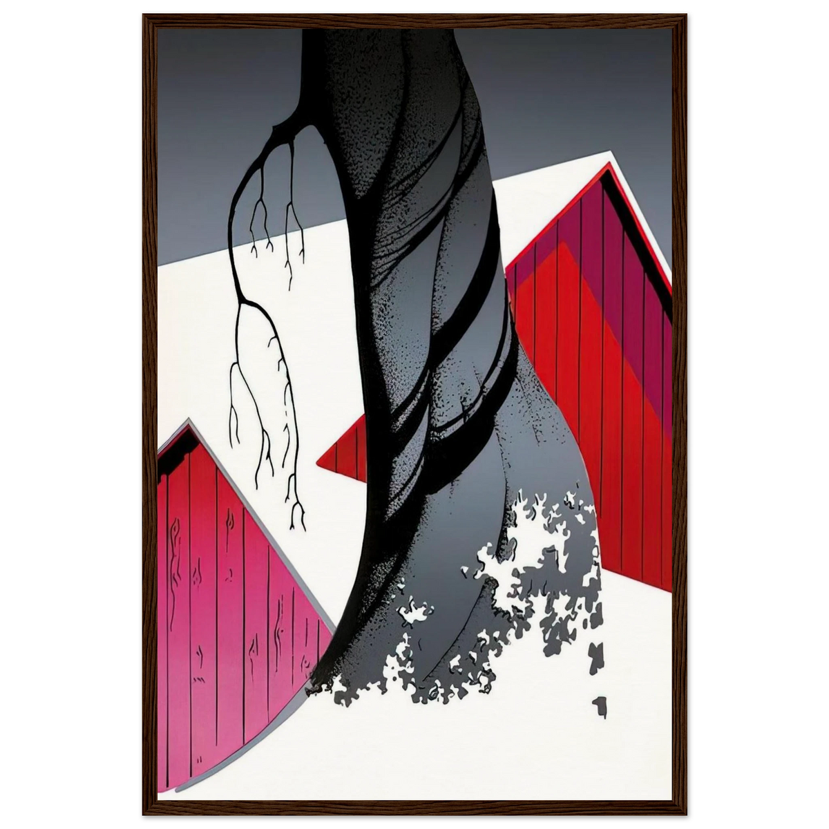 Red Barn and Grey Sky Framed Poster | Eyvind Earle Framed Prints Wall Art | Eyvind Earle Prints