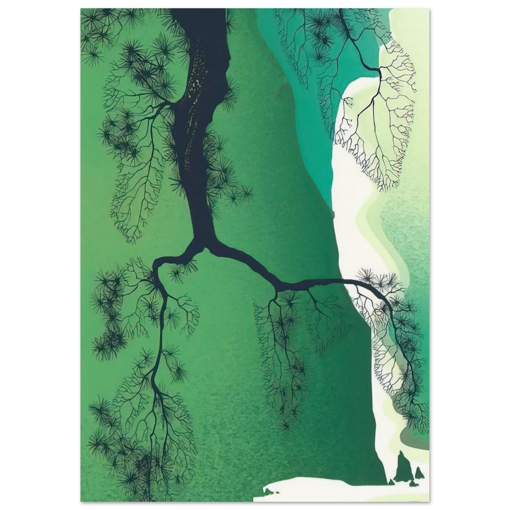 Sea Cliffs and Pine Branch Poster | Eyvind Earle Poster | Eyvind Earle Prints
