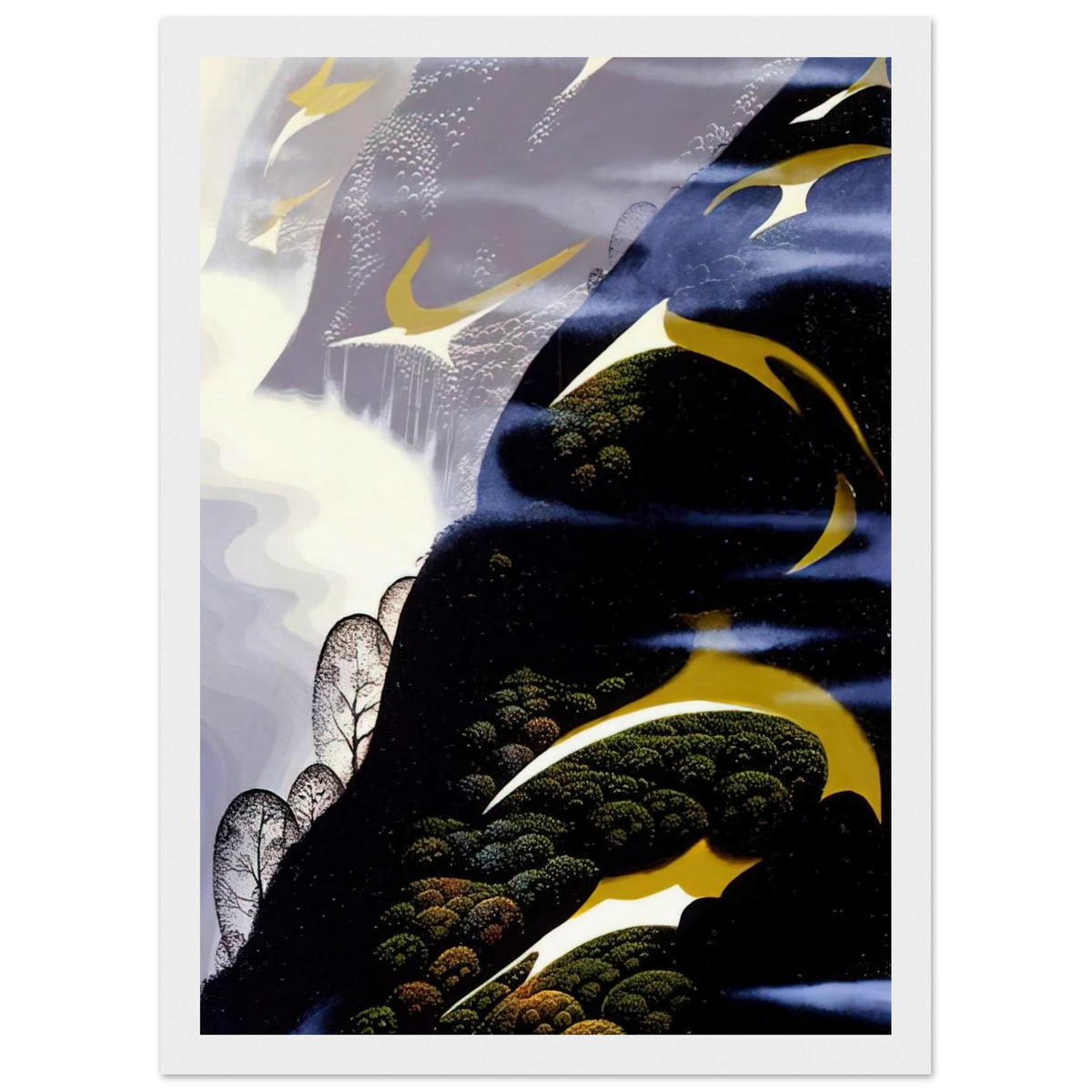 Copy of Sea mist and Pastures Framed Poster | Eyvind Earle Framed Prints Wall Art | Eyvind Earle Prints