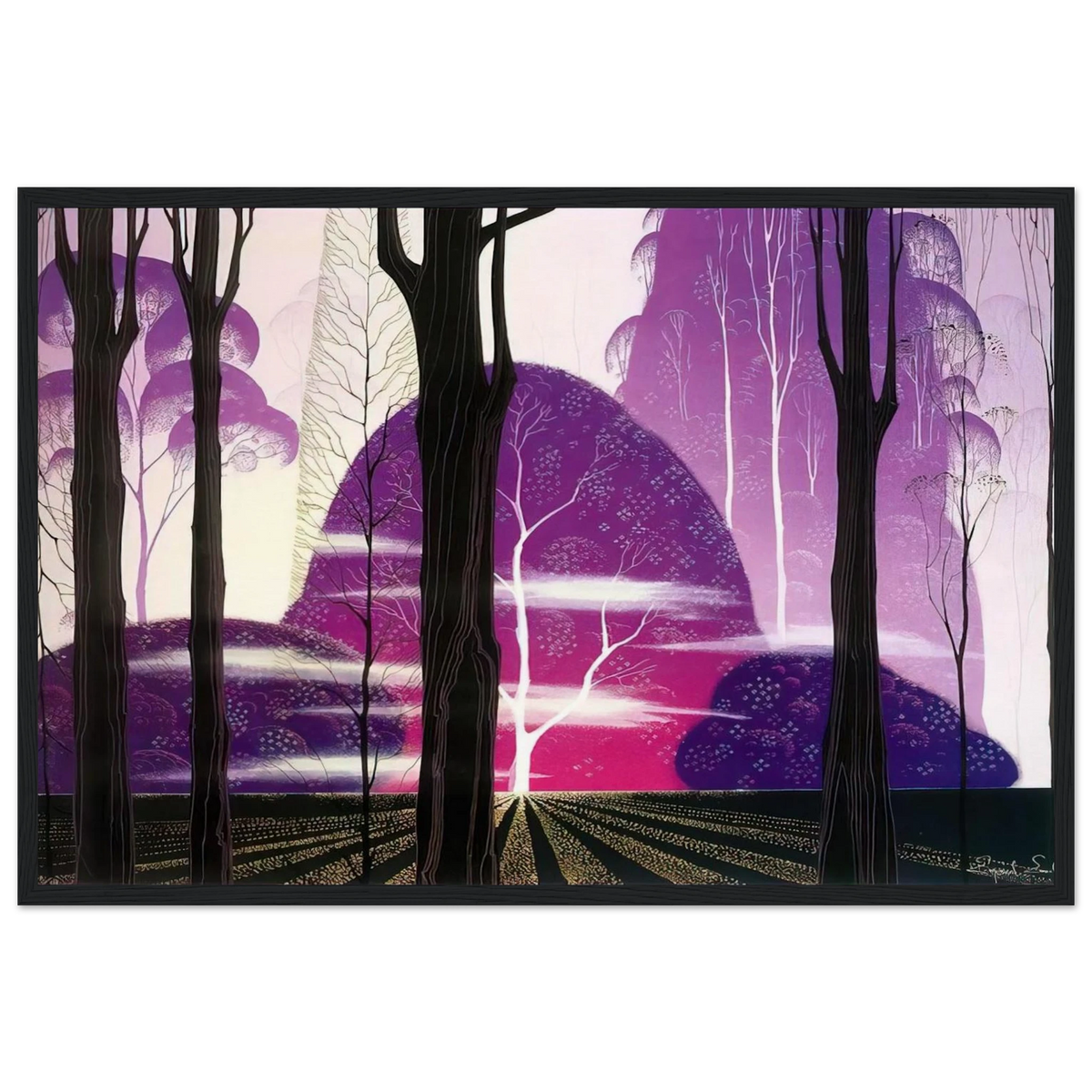 Purple Dawn Framed Poster | Eyvind Earle Framed Prints Wall Art | Eyvind Earle Prints