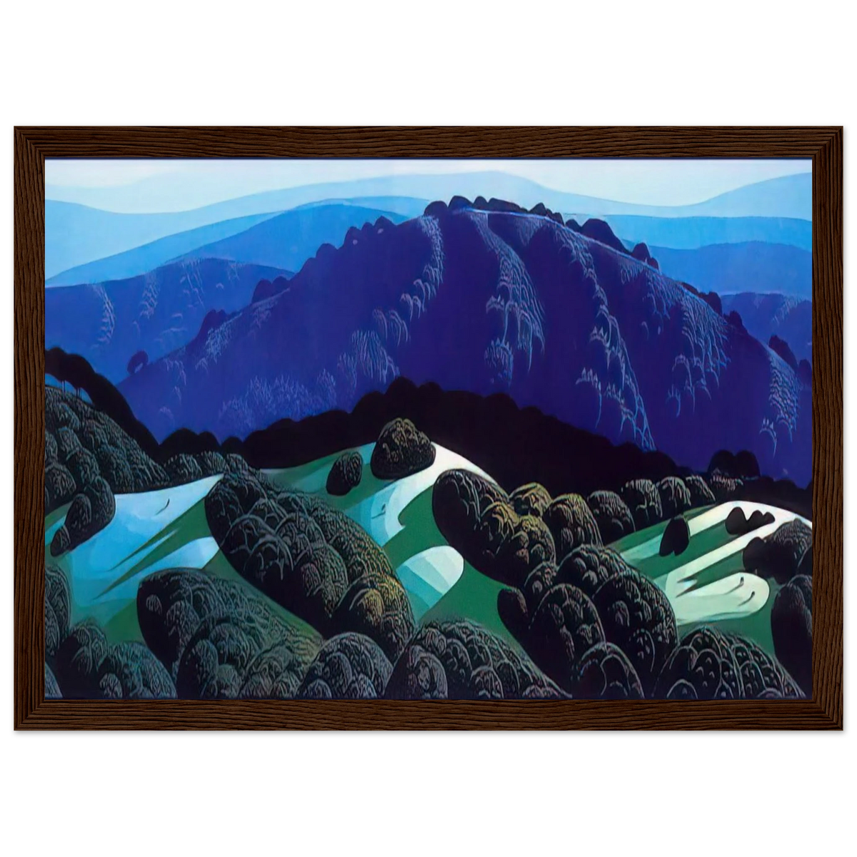Three Fields and a Mountain Framed Poster | Eyvind Earle Framed Prints Wall Art | Eyvind Earle Prints