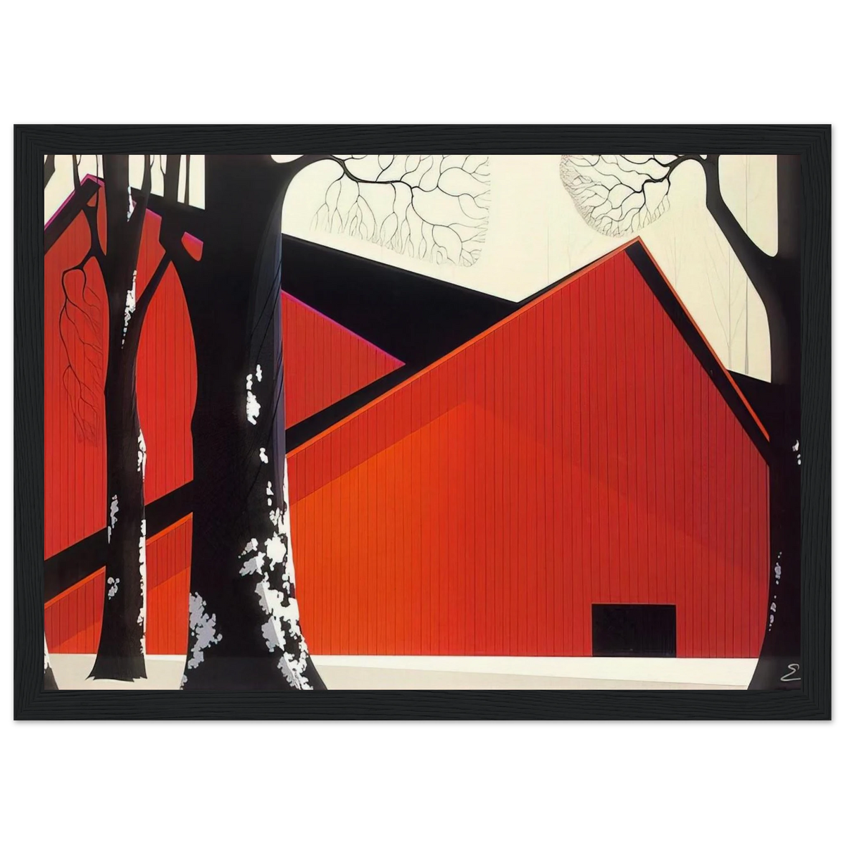 The Great Red Barn Framed Poster | Eyvind Earle Framed Prints Wall Art | Eyvind Earle Prints