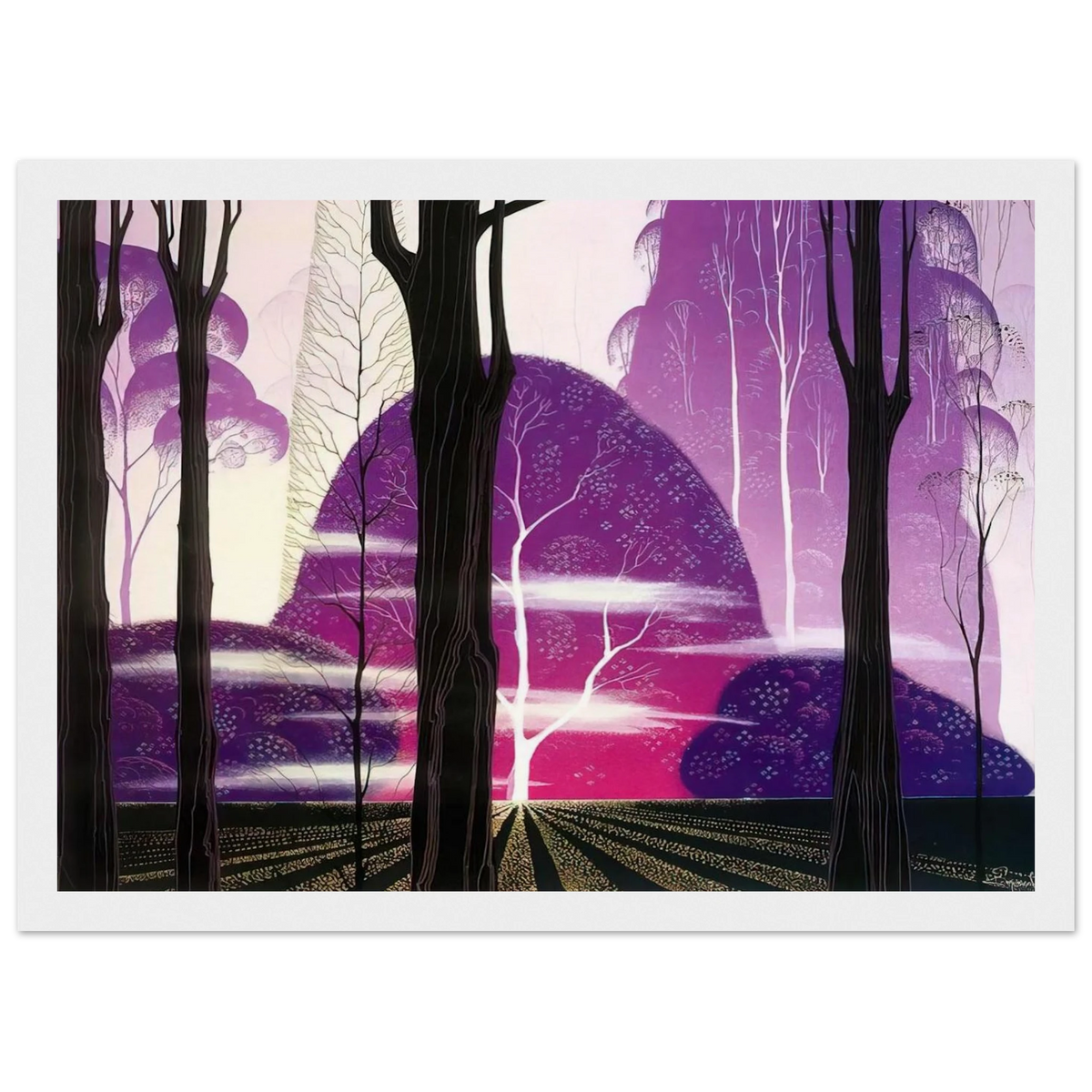 Purple Dawn Framed Poster | Eyvind Earle Framed Prints Wall Art | Eyvind Earle Prints