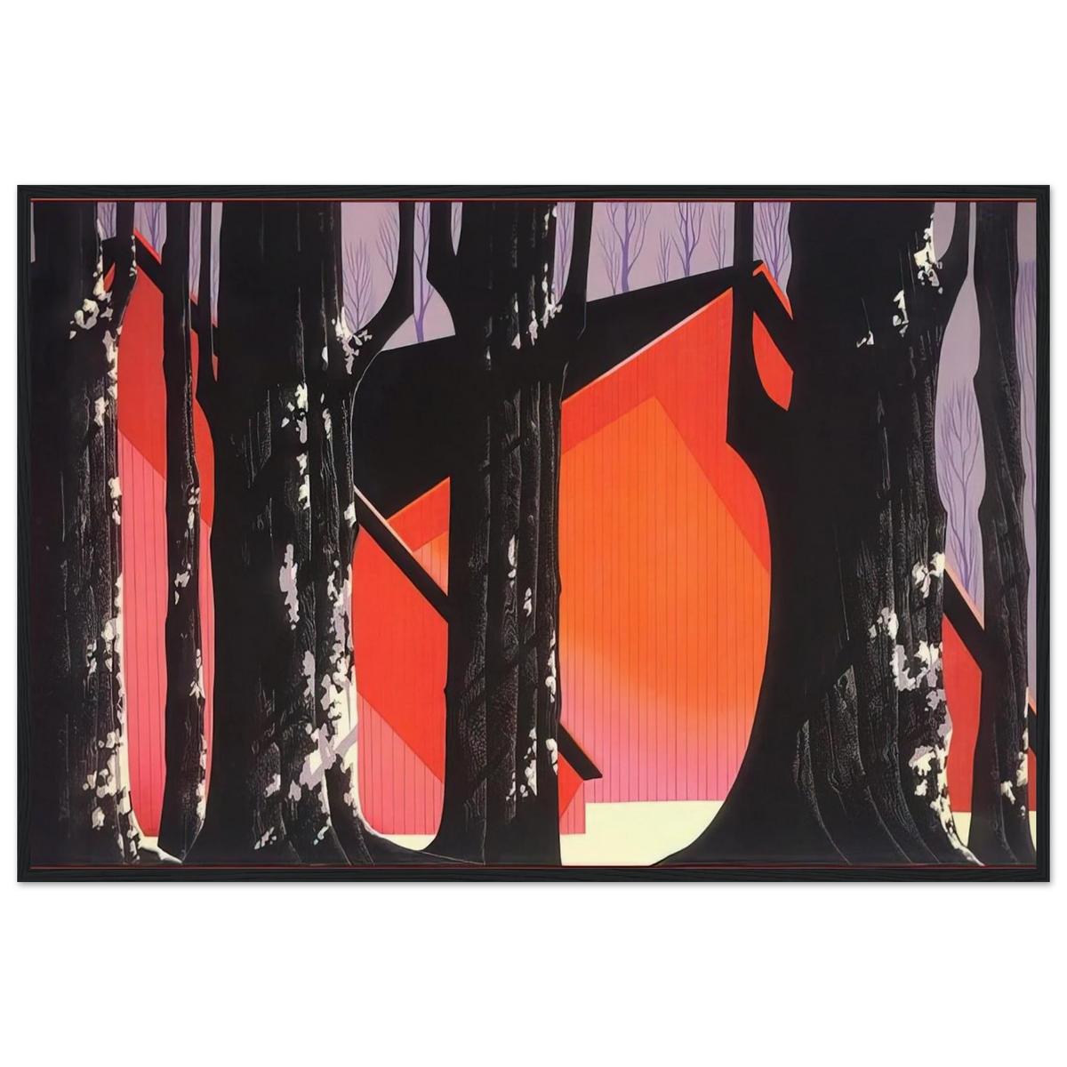 Winter Barnyard Framed Poster | Eyvind Earle Framed Prints Wall Art | Eyvind Earle Prints